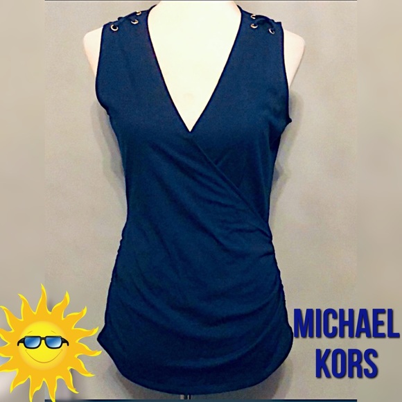Michael Kors Tops - Michael Kors Navy Wrap Top , Small